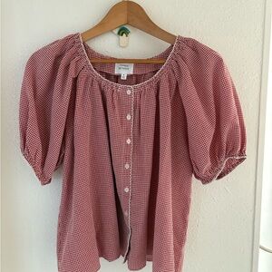 Gingham Puff Sleeve Blouse